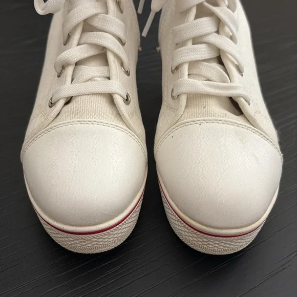 Platform Women's Wedge Lace-Up Sneakers Converse Inspired Sz 7.5 w side zippers - Picture 6 of 15